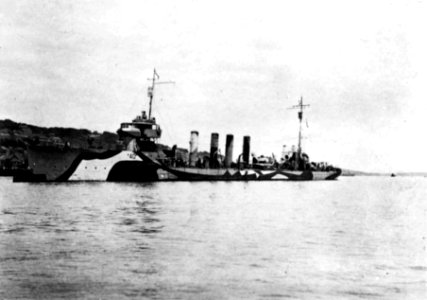 USS Beale (DD-40) moored to a bouy at Queenstown, Ireland, in 1918