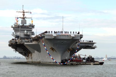 US Navy 071219-N-4515N-159 The nuclear-powered aircraft carrier USS Enterprise (CVN 65) pulls into its homeport of Naval Station Norfolk, after a six-month deployment