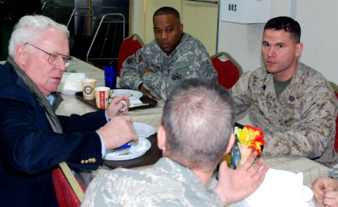 US Navy 080103-N-1938G-002 ennsylvania Congressman Joe Pitts visits with members of the Multi-National Security Transition Command Iraq
