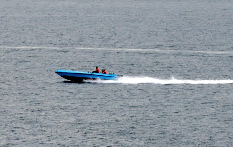US Navy 080106-N-0000X-003 mall craft suspected to be from the Islamic Republic of Iran Revolutionary Guard Navy (IRGCN), maneuver aggressively in close proximity of U.S. Navy ships