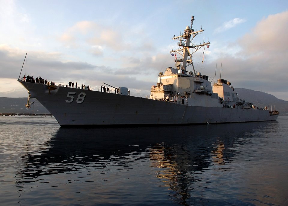 US Navy 080109-N-0780F-001 The guided missile destroyer USS Laboon (DDG 58) arrives for a routine port visit to the island of Crete