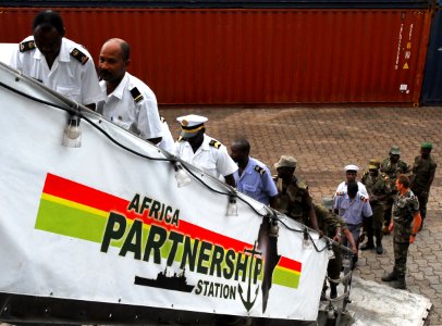 US Navy 080111-N-8933S-030 Gabonese sailors board Africa Partnership Station (APS) for training to enhance their regional and maritime safety and security aboard the amphibious dock landing ship USS Fort McHenry (LSD 43)
