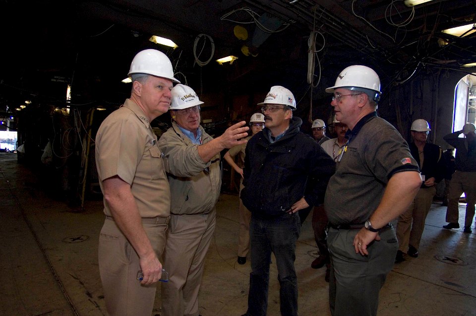 US Navy 080110-N-8273J-113 Adm. Gary Roughead, Chief of Naval Operations (CNO), takes a tour of Northrop Grumman Ship Systems Avondale Operations in New Orleans