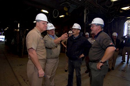 US Navy 080110-N-8273J-113 Adm. Gary Roughead, Chief of Naval Operations (CNO), takes a tour of Northrop Grumman Ship Systems Avondale Operations in New Orleans