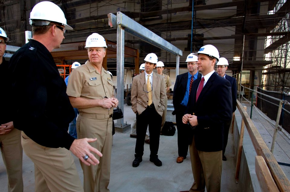 US Navy 080111-N-8273J-016 Chief of Naval Operations (CNO) Adm. Gary Roughead tours Pacific Beacon, the Navy's first large-scale housing privatization facility for single Sailors