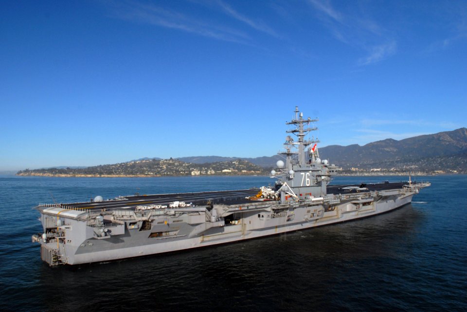 US Navy 080111-N-0555B-076 The Nimitz-class nuclear-powered aircraft carrier USS Ronald Reagan (CVN 76) approaches the coast of California near Santa Barbara