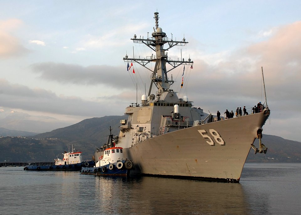 US Navy 080109-N-0780F-003 The guided missile destroyer USS Laboon (DDG 58) arrives for a routine port visit to the island of Crete