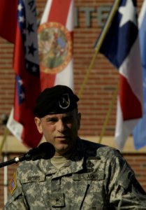 US Navy 080112-N-5328N-563 Brig. Gen. Jeffrey A. Jacobs, commander of the 350th Civil Affairs Command (CACOM), speaks during the opening ceremony of the 350th CACOM Headquarters