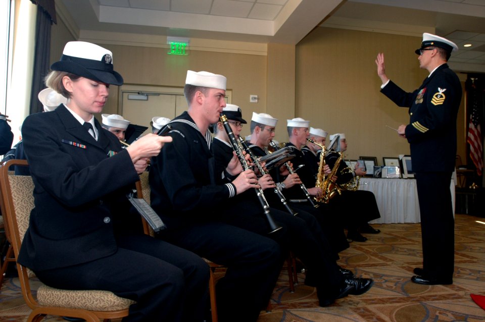 US Navy 080116-N-2456S-011 The U.S. Fleet Forces Band performs for the Cruise Missile Support Activity Atlantic change of command and retirement ceremony at Naval Station Norfolk's Vista Pointe Club