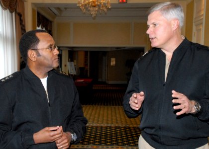 US Navy 080115-N-2174P-001 Vice Adm. Melvin G. Williams, Deputy Commander, U.S. Fleet Forces Command (left) and Rear Adm. Alan S. Thompson, SC, USN, Commander Naval Supply Systems Command and Chief of the Supply Corps