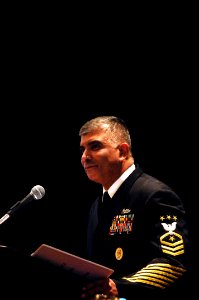 US Navy 080115-N-9818V-164 Master Chief Petty Officer of the Navy (MCPON) Joe R. Campa Jr. speaks to attendees of the annual Surface Navy Association National Symposium held at the Hyatt Regency in Crystal City, Va