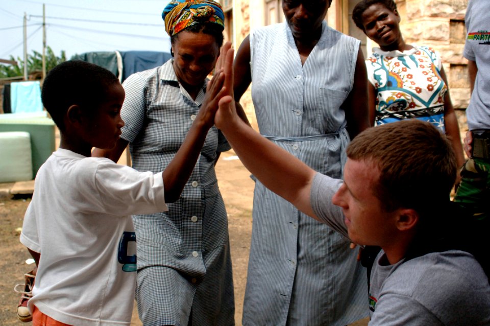 US Navy 080121-N-1429M-148 A local Sao Tomean boy gives a