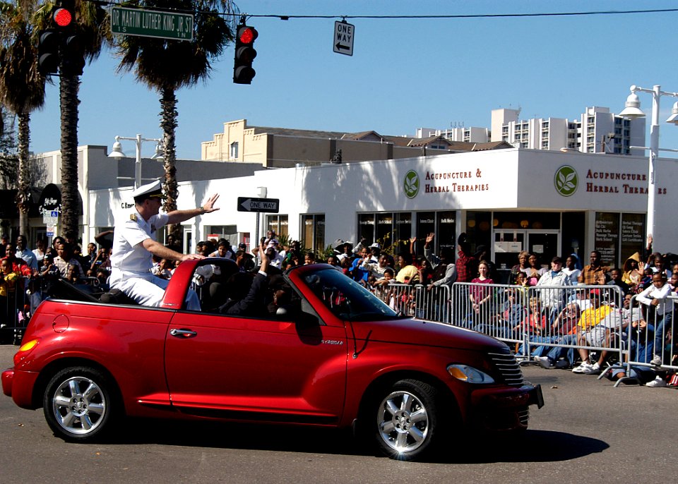 US Navy 080121-N-5208T-001 Rear Adm. John W. Bayless, commander of Navy Region Midwest, and the senior officer for Tampa Navy Week, participates in the Martin Luther King Jr. Parade in St. Petersburg, Fla