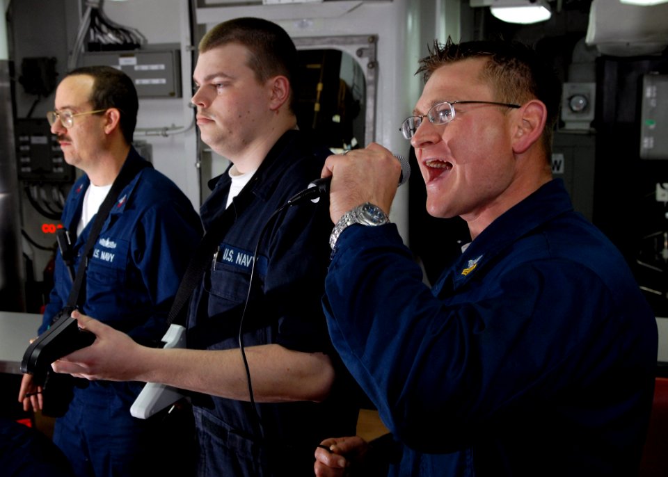 US Navy 080126-N-7981E-061 Sailors aboard USS Momsen (DDG 92) perform in a ship's band