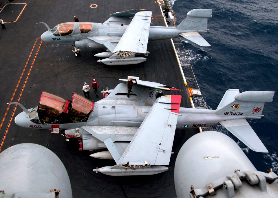 US Navy 080129-N-7571S-005 Two EA-6B Prowlers, assigned to the