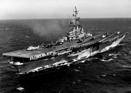 USS Antietam (CVS-36) underway with HSS and S2F 1957