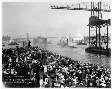 USS Arizona afloat after launch NARA 19-LC-19A-24