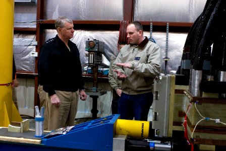 US Navy 080131-N-8273J-130 dm. Gary Roughead, Chief of Naval Operations (CNO), is given a tour after the electromagnetic (EM) railgun live-fire demonstration at Naval Surface Warfare Center (NSWC) Dahlgren