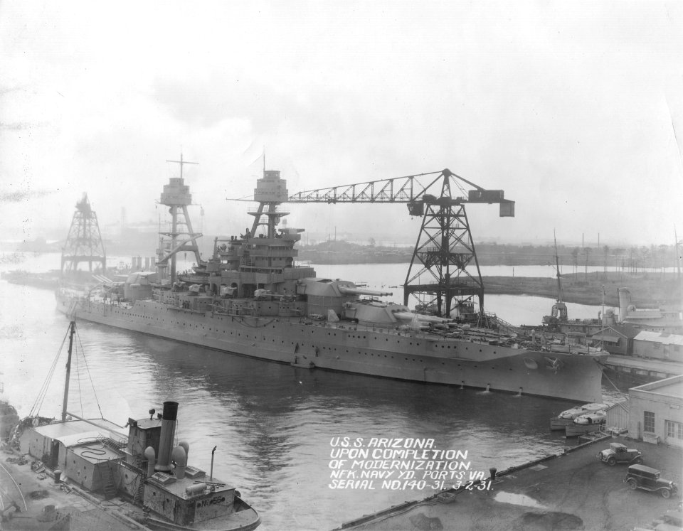 USS Arizona after 1931 modernization NARA 19-LC-19B-3