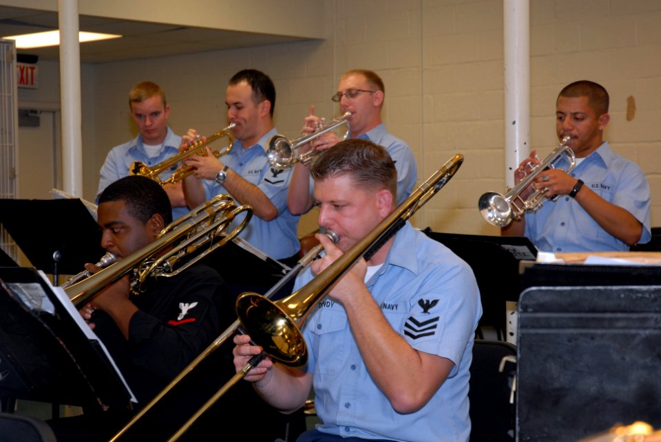 US Navy 080207-N-8102J-003 Navy Band Southeast musicians practice their instruments during band rehearsals