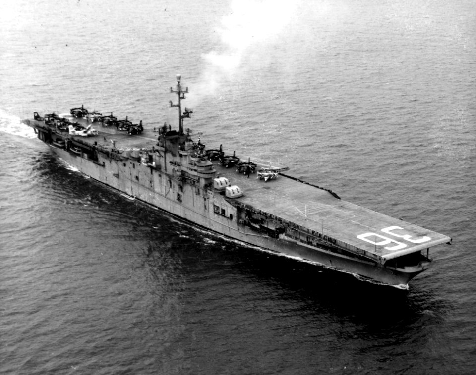 USS Antietam (CVS-36) underway at sea on 12 March 1956