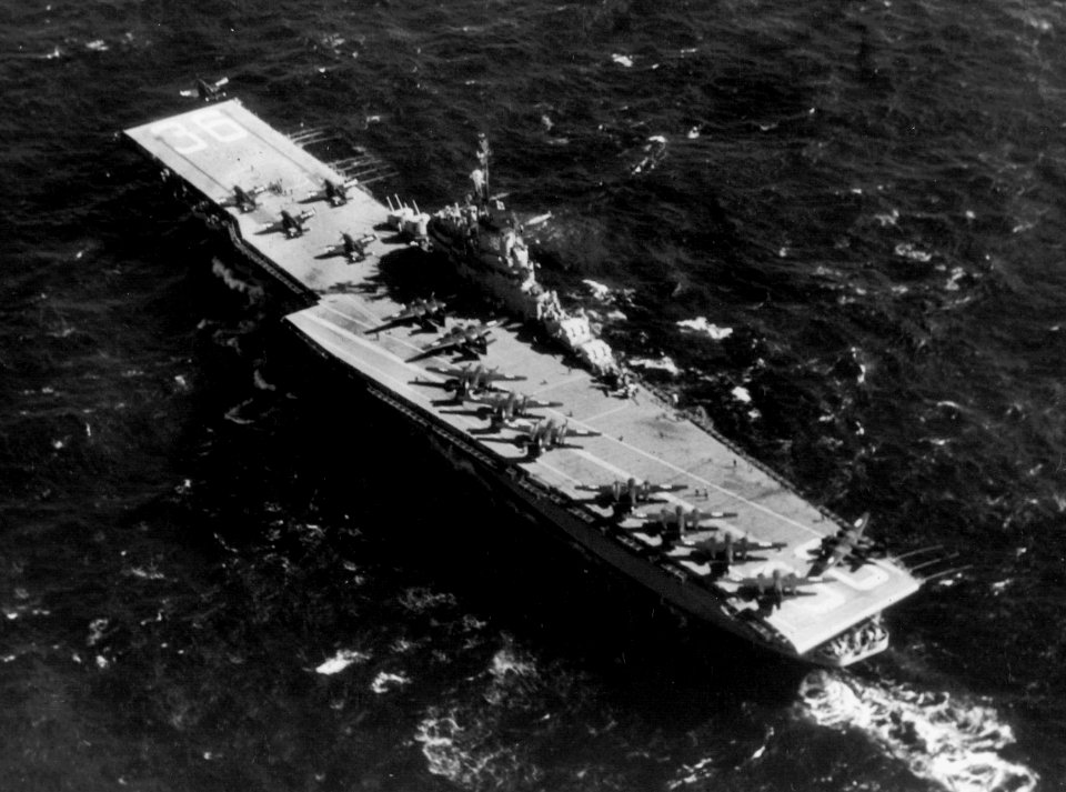 USS Antietam (CVS-36) with F4Us and S2Fs 1955