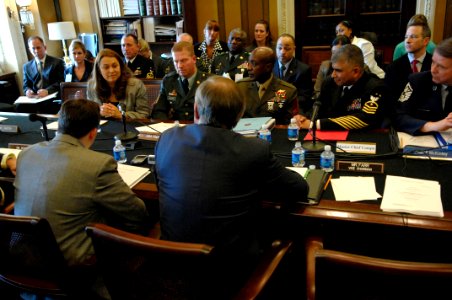US Navy 080207-N-9818V-412 ) Diana Campa, left, the Navy ombudsman-at-large, joins Sgt. Major of the Army Kenneth Preston, Sgt. Major of the Marine Corps Carlton Kent, Master Chief Petty Officer of the Navy (MCPON) Joe R. Campa