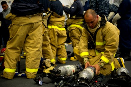 USS America general quarters drill 141023-N-MZ309-056