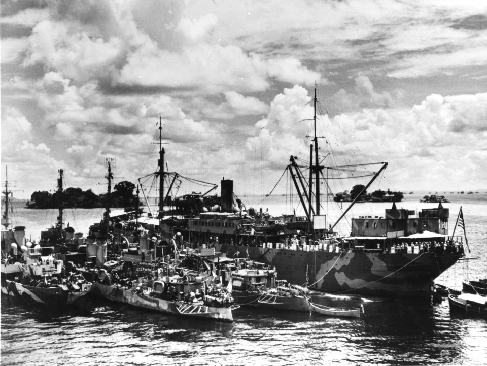 USS Altair (AD-11) moored at Port of Spain, Trinidad, on 1 October 1942 (80-G-31669)