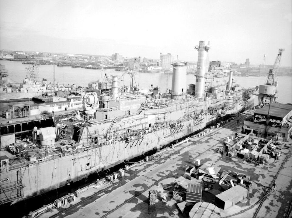 USS Albany (CG-10) during conversion to guided missile cruiser c1961