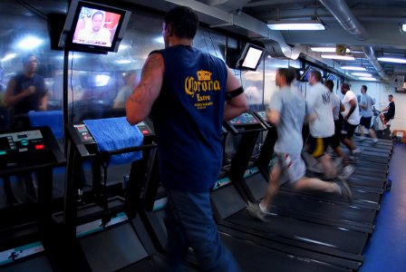 US Navy 080216-N-9760Z-009 Sailors exercise aboard the aircraft carrier USS Nimitz (CVN 68) photo