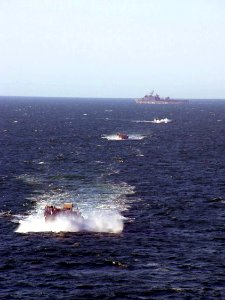 US Navy 080220-N-5180F-017 Landing craft units of Assault Craft Unit (ACU) 2 prepare to come aboard the amphibious assault ship USS Nassau (LHA 4)