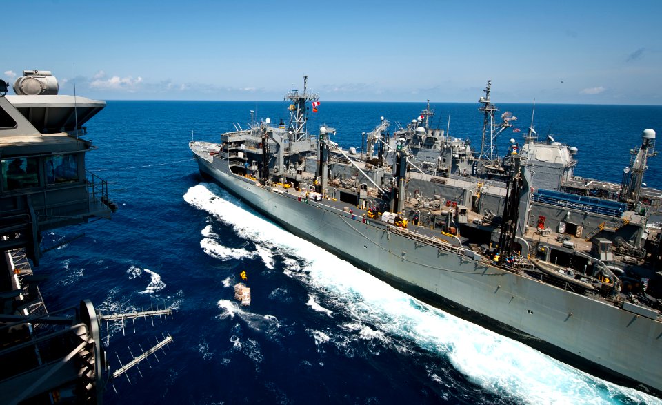 USNS Rainier conducts replenishment-at-sea. (8721195568)