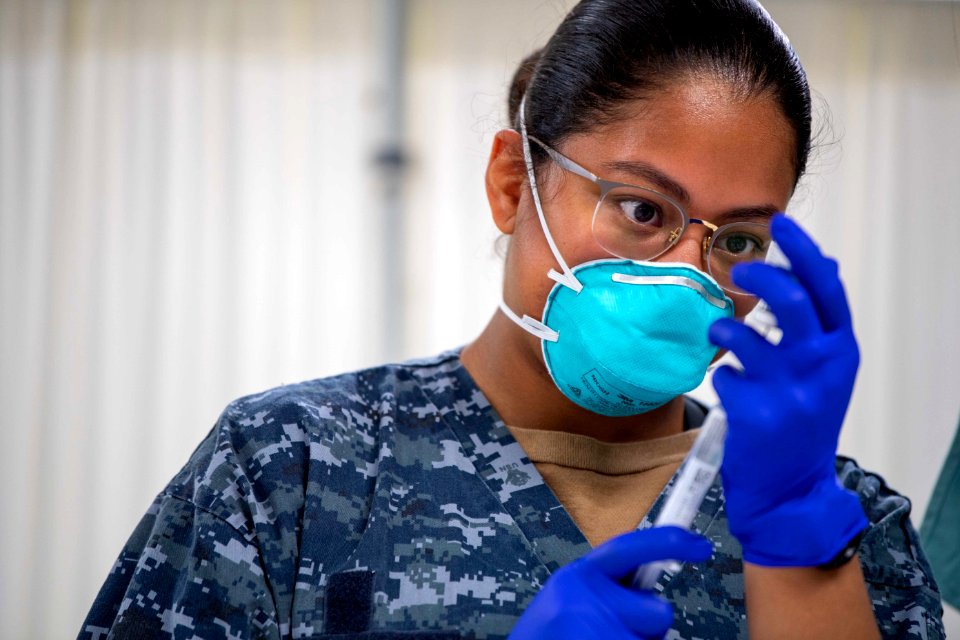 USNS Mercy Sailors Work in ICU (49798261713)