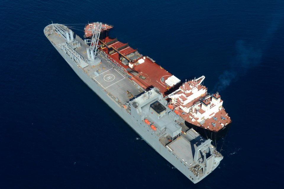 USNS Montford Point (T-MLP-1) and USNS Bob Hope (T-AKR-300) in October 2014