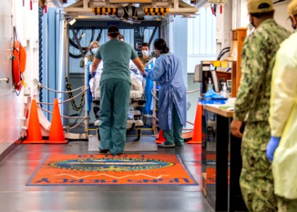 USNS Mercy Sailors Transport Patient (49798813381)
