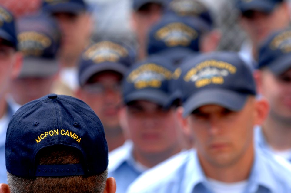 US Navy 080612-N-9818V-131 Master Chief Petty Officer of the Navy (MCPON) Joe R. Campa Jr. holds an all-hands call with Sailors assigned to the fast-attack submarine USS Charlotte (SSN 776)