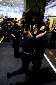 US Navy 080613-N-3659B-308 Master-at-Arms 2nd Class Greg Bonilla is attacked by midshipmen Christi Morrissey, a student at Harvard, during Spontaneous Protection Enabling Accelerated Response (SPEAR) training
