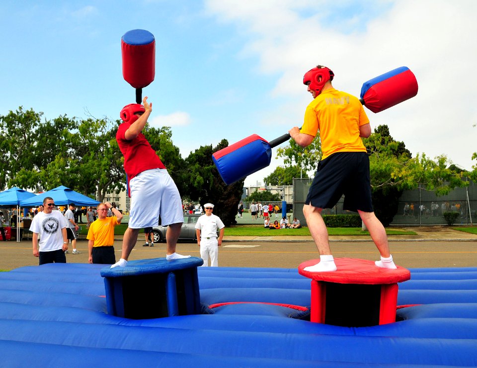 US Navy 080612-N-4774B-914 Fleet Anti-Submarine Warfare Sailors participate in a jousting competition during the 11th Annual Sports Day at the Navy Sailing Center, Point Loma