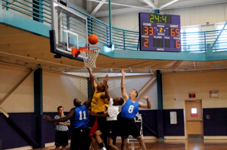 US Navy 080618-N-9774H-137 The amphibious assault ship USS Kearsarge (LHD 3) basketball team defeated the Surface Warfare Development Group 67 to 33 during the Surface Line Week 2008 basketball tournament
