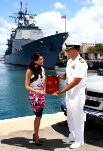 US Navy 080621-N-0879R-004 Yasmine Dar, host of the local TV show