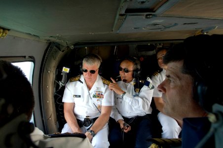US Navy 080621-N-8273J-061 Chief of Naval Operations (CNO) Adm. Gary Roughead receives an aerial tour of northern Israel aboard an Israeli military helicopter prior to visiting Haifa Naval Base