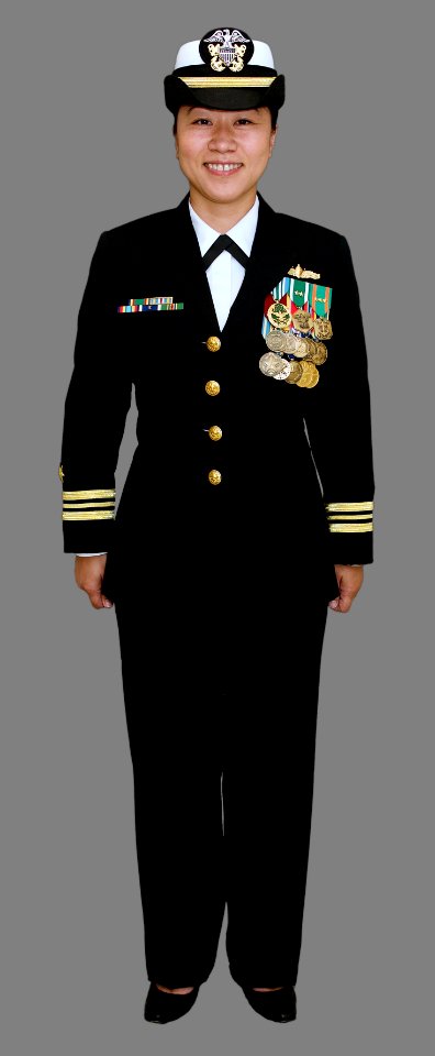 USN female officer, full dress blue (2017)