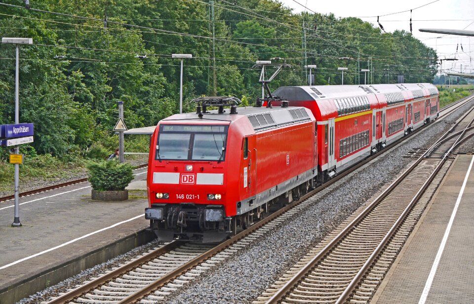 Railway station stop electric locomotive
