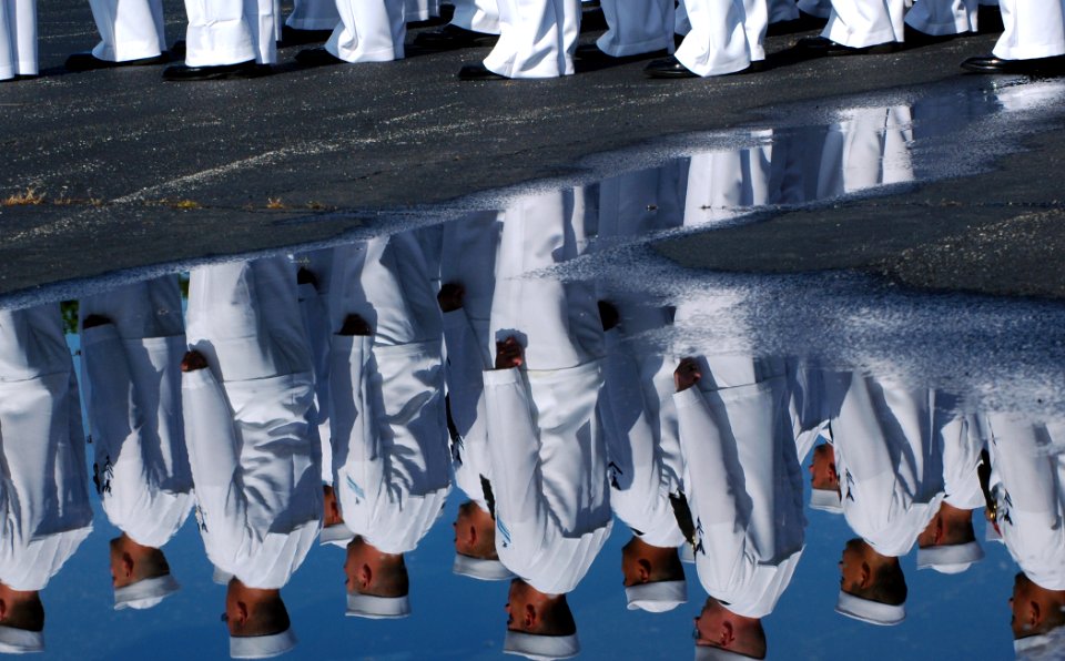 US Navy 080627-N-7367K-010 Seabees assigned to Naval Mobile Construction Battalion (NMCB) 1 stand by during a change of command ceremony at Naval Construction Battalion Center, Gulfport