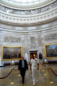US Navy 080627-N-9818V-129 Master Chief Petty Officer of the Navy (MCPON) Joe R. Campa Jr. tours the Capitol with Rear Adm. John Eisold