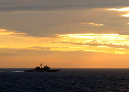 US Navy 080708-N-7955L-027 The guided-missile destroyer USS Normandy (DDG 60) steams in the Atlantic Ocean preparing for a fueling at sea with the amphibious assault ship USS Kearsarge (LHD 3)
