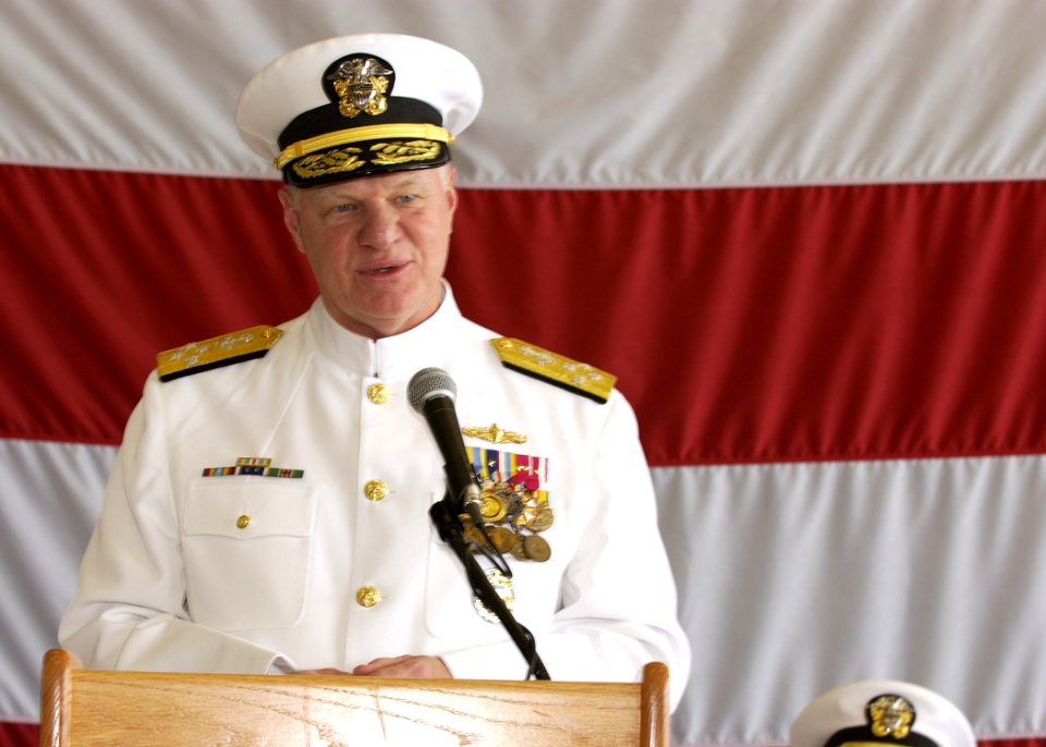 US Navy 080712-N-1522S-010 Chief of Naval Operations, Adm. Gary Roughead speaks at the reestablishment ceremony of the U.S. 4th Fleet on board Naval Station Mayport