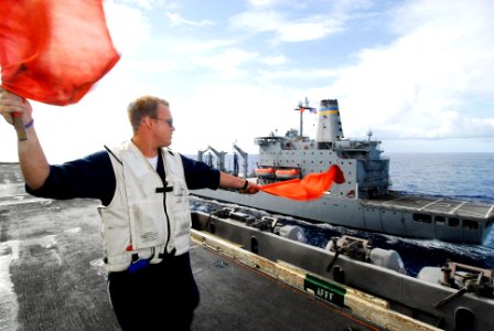 US Navy 080713-N-3946H-009 Quartermaster 3rd Class Matthew Lenerville, from Richardton, N.D.,