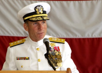 US Navy 080712-N-1522S-017 Rear Adm. Joseph Kernan delivers his remarks while assuming command of U.S. Naval Forces Southern Command (NAVSO) and U.S. 4th Fleet photo